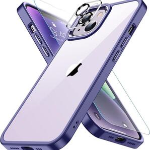 iPhone14 用 ケース パープル 保護フィルム カバー 6.1 H41