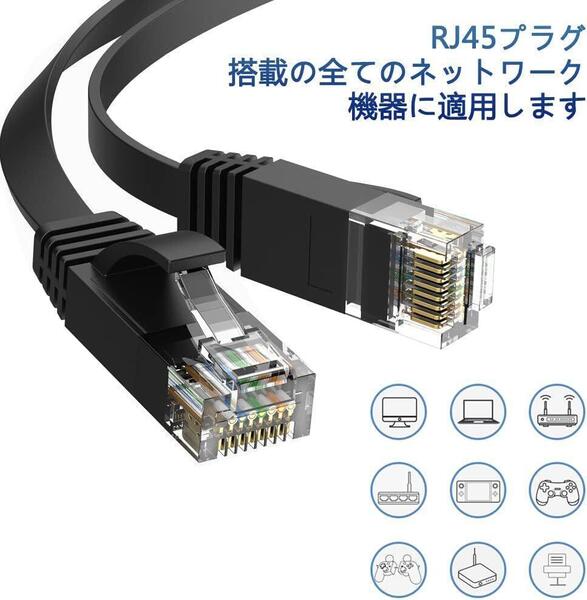 LANケーブル 有線 RJ45コネクタ (0.5m 23本, ブラック)H153