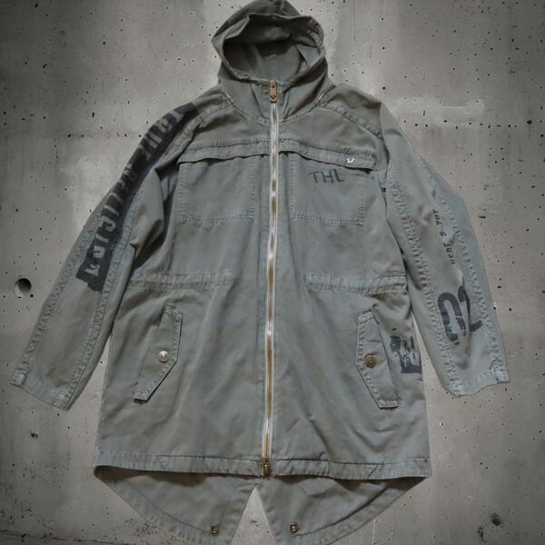 トゥルーレリジョン/TRUE RELIGION モッズコート プリント ミリタリーパーカー フィッシュテールパーカ