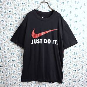 未使用タグ付き☆NIKE ナイキ Tシャツ 半袖 クルーネック センタービッグロゴ プリント スウッシュ JUST DO IT ブラック 黒 メンズ L