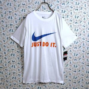 未使用タグ付き☆NIKE ナイキ Tシャツ 半袖 クルーネック センタービッグロゴ プリント スウッシュ JUST DO IT ホワイト 白 メンズ L