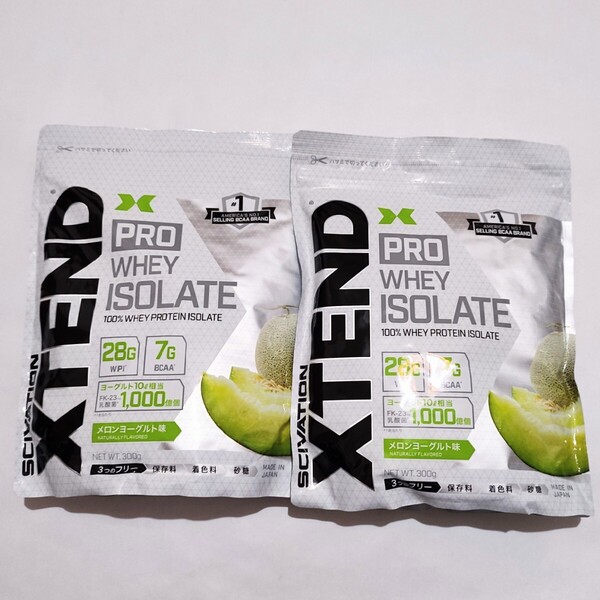 2袋 SCIVATION XTEND PRO WHEY ISOLATE メロンヨーグルト味 300g エクステンド ホエイプロテイン アイソレート BCAA WPI
