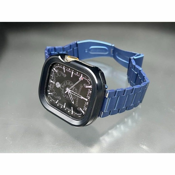 ブルー アップルウォッチ アルミニウム ケース ステンレス ベルト 49mm 46mm 45mm 44mm 41mm 40mm
