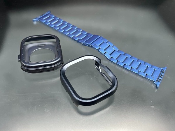 ブルー アップルウォッチ用 アルミニウム ケース ステンレス ベルト 46mm 45mm 44mm 41mm 40mm 49mm ウルトラ