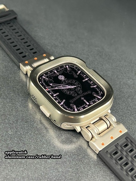 46mm にも Apple Watch アルミニウム ケース ラバー バンド 49mm 45mm 41mm 40mm 44mm