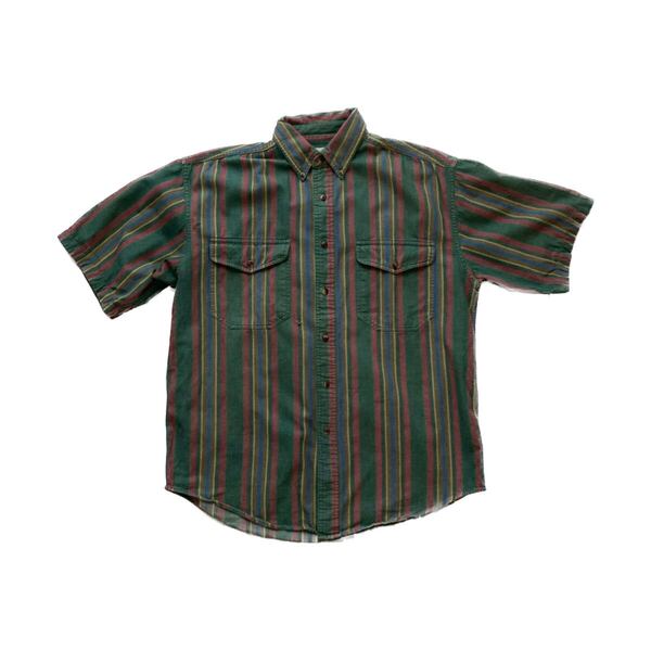 【雰囲気◎】ST.JOHNS BAY コットン半袖B.D.シャツ M ストライプ 80s 90s セントジョンズベイ USA アメリカ 古着 ヴィンテージ ビンテージ