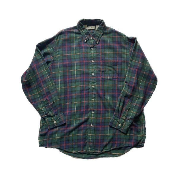 【雰囲気◎】80s L.L.BEAN タータンチェックB.D.シャツ XL 古着 エルエルビーン ヴィンテージ ビンテージ アウトドア USA アメリカ 長袖