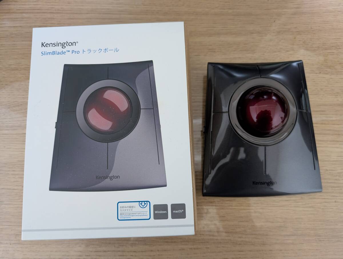 Kensington SlimBlade Pro トラックボール　グレー中古 無線化した大玉トラックボール「Kensington SlimBlade Pro」実機