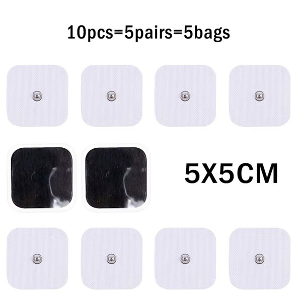TENS EMS 低周波治療器 汎用 互換パッド 10枚 5×5cm 口金3.5mm 交換用 オムロン OMRON パナソニック PULSMA ボタン式 粘着 ジェル
