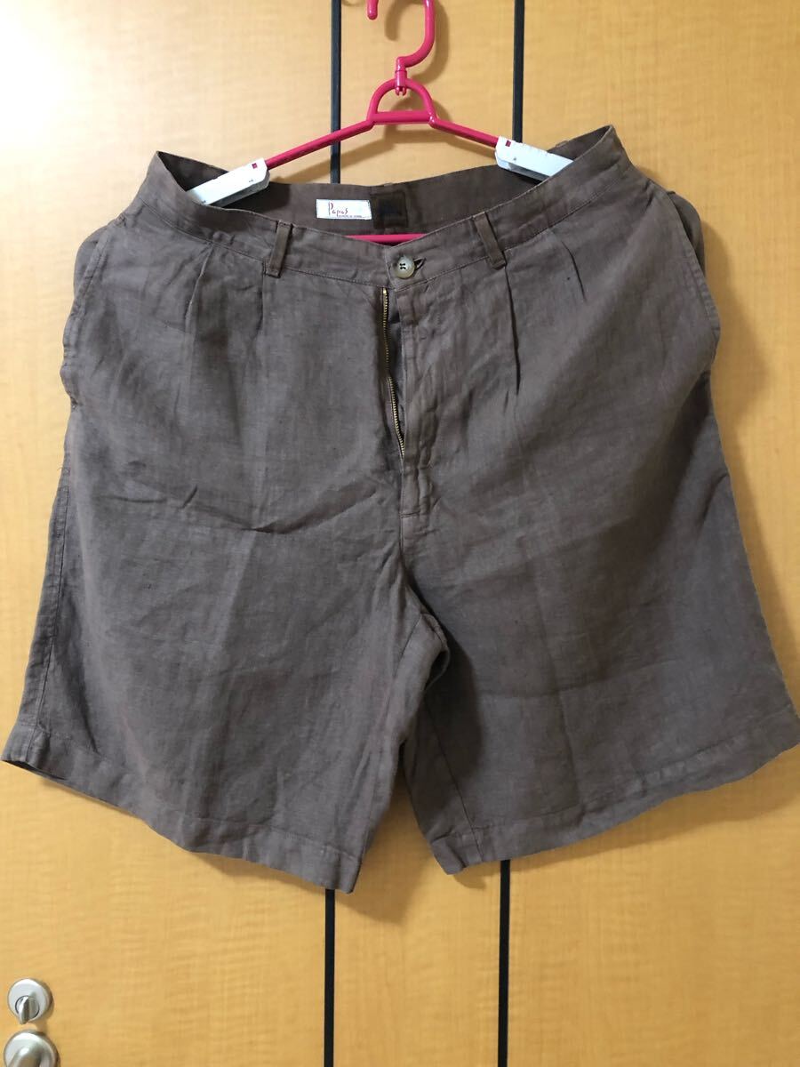 Papas パパス ミニロゴワッペン チェック ショートパンツ 50/L