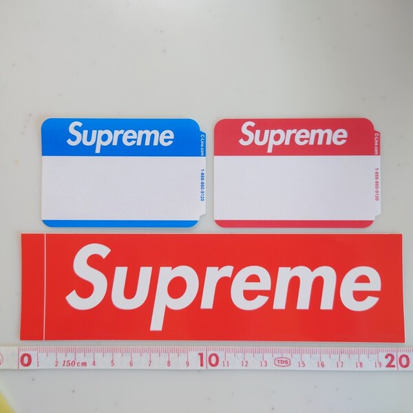 シュプリーム ステッカー 3枚セット ボックスロゴ name badge blue red 正規品 送料無料!! 匿名配送 追跡可能 SUPREME Supreme