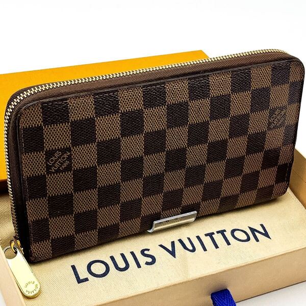 LOUIS VUITTON最高級美品ダミエエベヌジッピーウォレットオーガナイザーラウンドジップ ラウンドファスナー ルイヴィトン 長財布