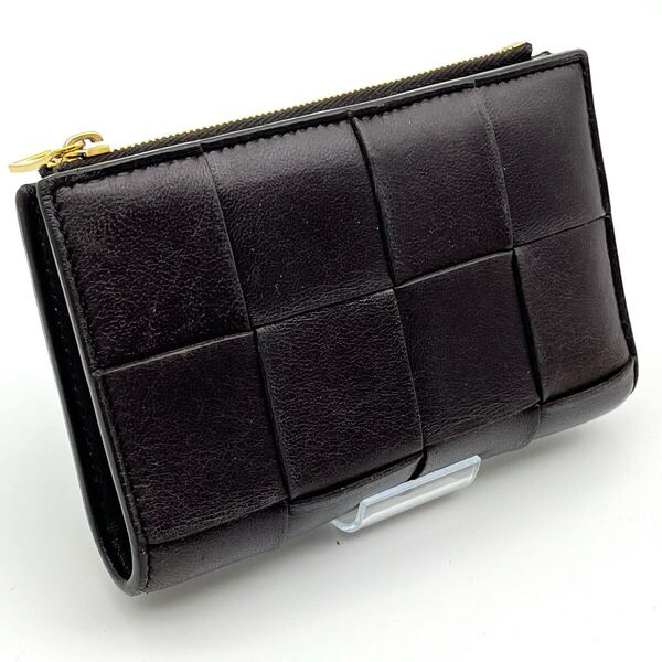 BOTTEGA VENETA【現行RFID】マキシイントレチャート カセットダークブラウン ボッテガヴェネタ2つ折り財布 長財布