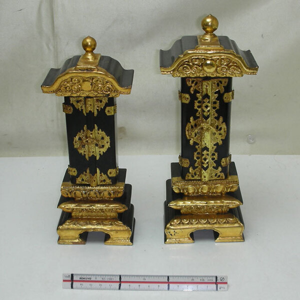 仏具 木製 厨子 高さ24cm 26cm 2点セット