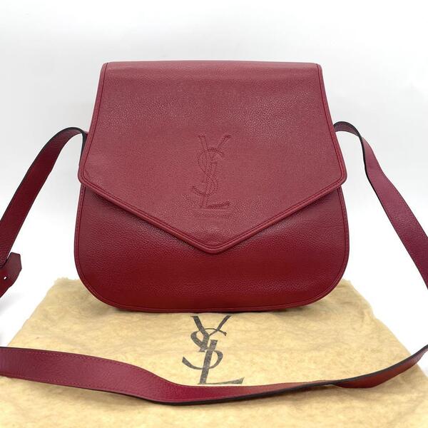 イヴサンローラン YSL ヴィンテージ レザー ショルダーバッグ レッド g00785