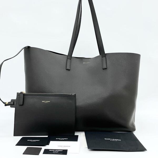 SAINT LAURENT サンローラン パリ トートバッグ グレー レザー g00778