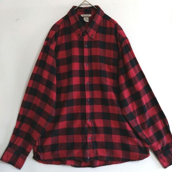 2329 FIELD&STREAM 長袖ネルシャツ XL 赤 チェック US古着