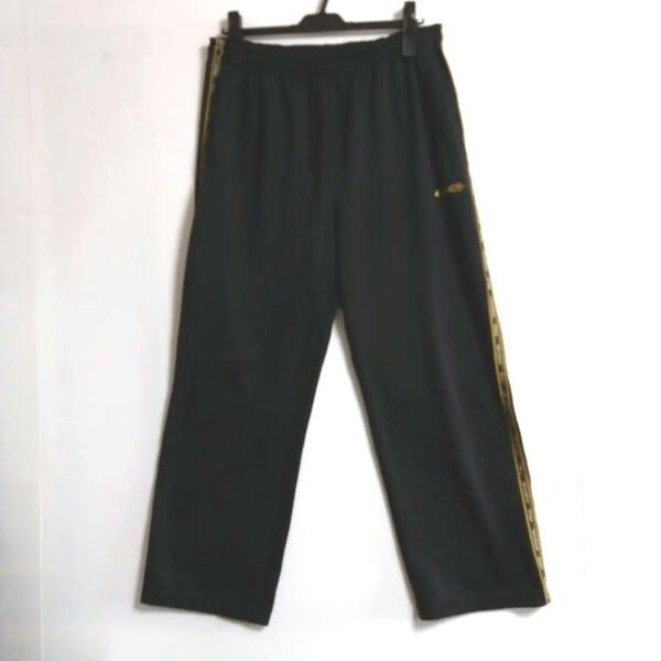 124 Kaepa トラックパンツ XL 黒 黄サイドライン ジャージ下