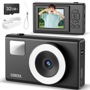 コンパクトデジタルカメラ 48MP 4K UHD 32Gメモリーカード付き