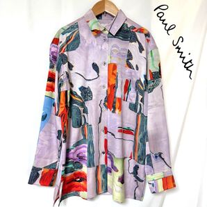 Paul Smith ポールスミス Glitch Floral プリント シャツ グリッチ フローラル ブラウス 花柄 アート レディース ゆったりサイズ 40 L