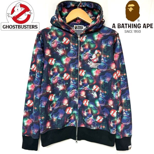 A BATHING APE × GHOSTBUSTERS エイプ ゴーストバスターズ カモ フルジップ フーディ パーカー コラボ 映画 メンズ ユニセックス M