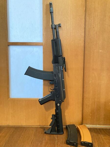 LCT AK74ベース カスタム電動ガン SBD組込 東京マルイEG1000モーター でんでんむし M4ストック 多弾マガジン2本付属