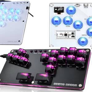 新品3個セット レバーレスアケコン PC PS5/4/3 Switch SteamDeck ホットスワップ RGB LED アーケードコントローラー Haute 格闘ゲーム