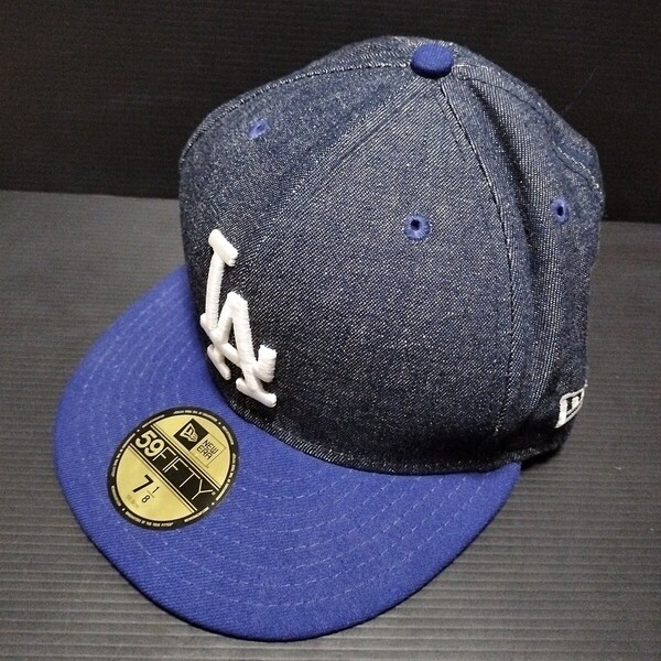 ● NEW ERA「LA キャップ」表記サイズ 56.8cm 帽子 ロサンゼルス・ドジャース ニューエラ デニム生地 ロサンゼルスドジャース デニム
