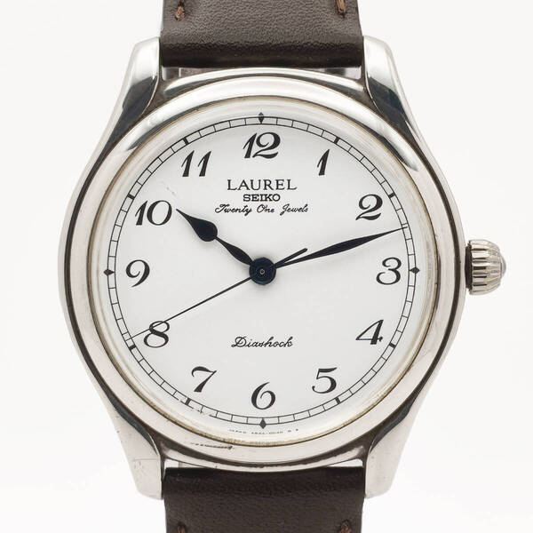希少 稼働 SEIKO LAUREL セイコー ローレル ヴィンテージ ポーセリン 琺瑯文字盤 銀無垢ケース LJAL601 4S24-0040 シルバー925