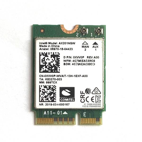 【送料無料即発】DELL純正Intel Wi-Fi6 AX201 無線LANカード AX201NGW BT5.2