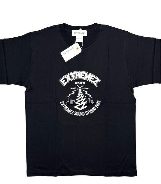 (送料無料)新品未使用品 EXTREMEZエクストリームズ コットン100% メンズ半袖Tシャツ ☆色ブラック☆サイズ M 着丈約68身幅 約52袖丈 約22㎝