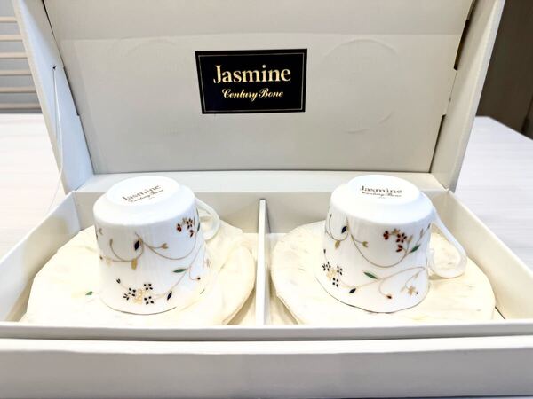 (送料無料)未使用保管品 Jasmine Century Bone ジャスミンセンチュリーボーン カップ&ソーサー ペアセット