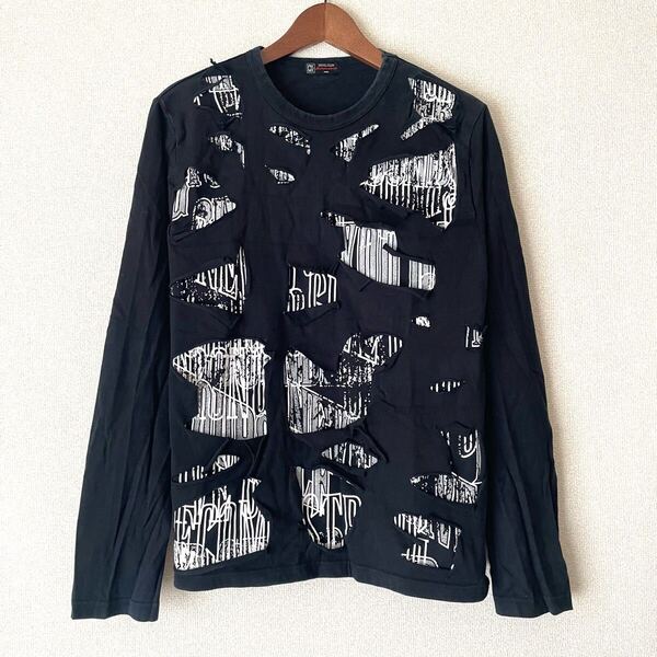 MICHEL KLEN homme ミッシェルクラン オム★パンク ロック 穴あき 破れ ダメージ加工 ロンT メンズ 長袖Tシャツ カットソー バンド ホスト