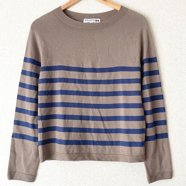 INES DE LA FRESSANGE × UNIQLO イネス ド ラ フレサンジュ ユニクロ コラボ 古着 ニット セーター ボーダー 薄手 ウール 100% M ブラウン