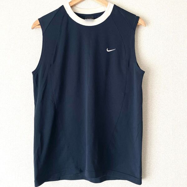 ナイキ ノースリーブシャツ バスケ ランニング スポーツ タンクトップ ドライフィット 速乾性 半袖 NIKE ネイビー トレーニング サッカー