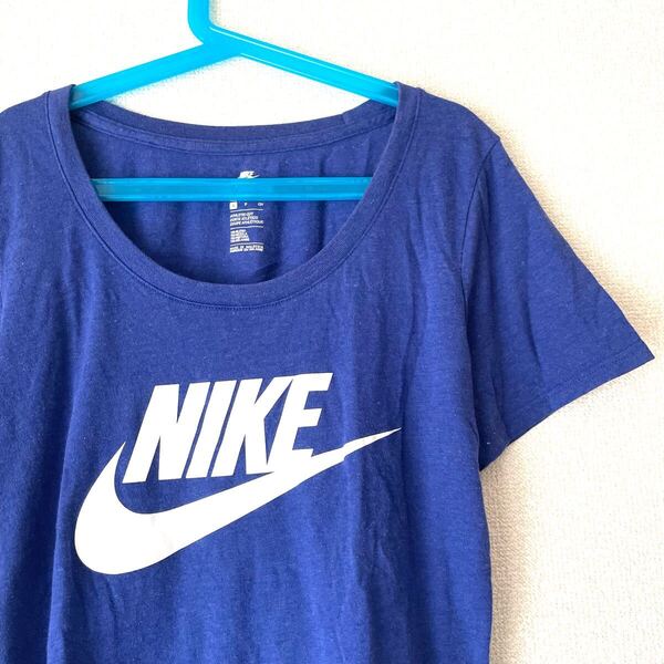 NIKE ナイキ レディース Tシャツ 半袖 S★青 ブルー ロゴマーク スウォッシュ ピチTシャツ 平成 ギャル スポーツ タイト トレーニング ヨガ