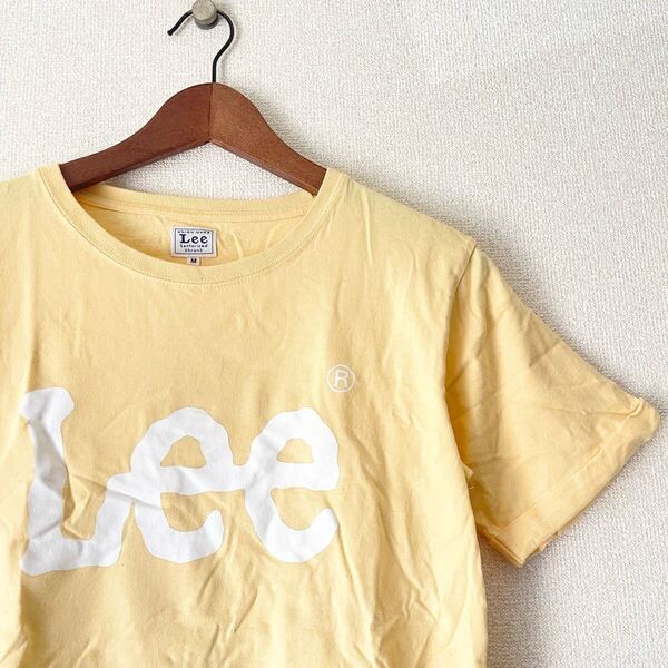 Lee リー★レディース 半袖 Tシャツ M★胸ロゴ 薄黄色 パステルカラー イエロー プリント ブランド デニム カットソー コットン 綿