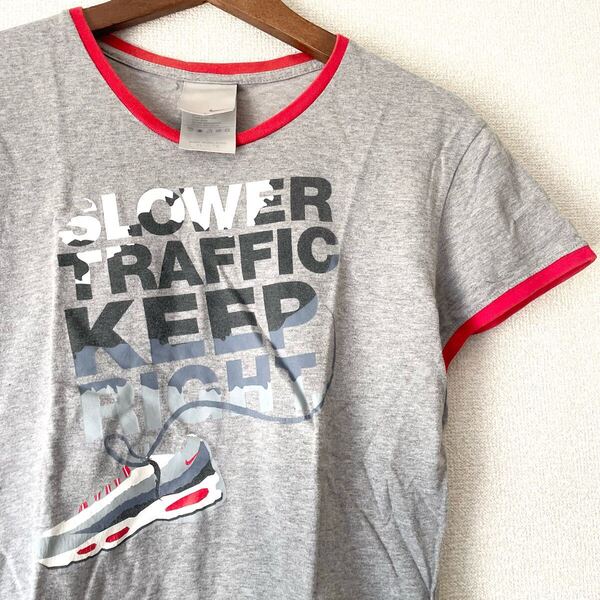 ナイキ エアマックス95 Tシャツ L★レディース 00s 希少 ヴィンテージ レア 半袖 古着 アメカジ グレー レッド 赤★プリント 平成 ギャル