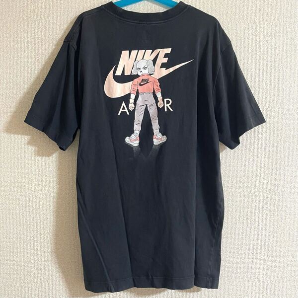 バックプリント★NIKE ナイキ 胸ポケット 半袖 Tシャツ犬 キャラクター 黒 ブラック レディース S★古着 ギャル 平成 アニメ 漫画 イラスト