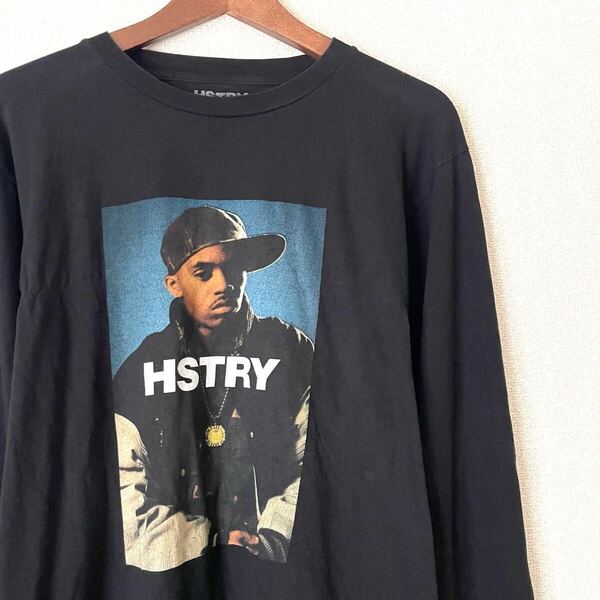 NAS HSTRY ロンT M★ラッパー HIPHOP Tシャツ ヒップホップ ラップ ヴィンテージ ビンテージ 90s 00s 古着 黒 ブラック 音楽 アメリカ 写真