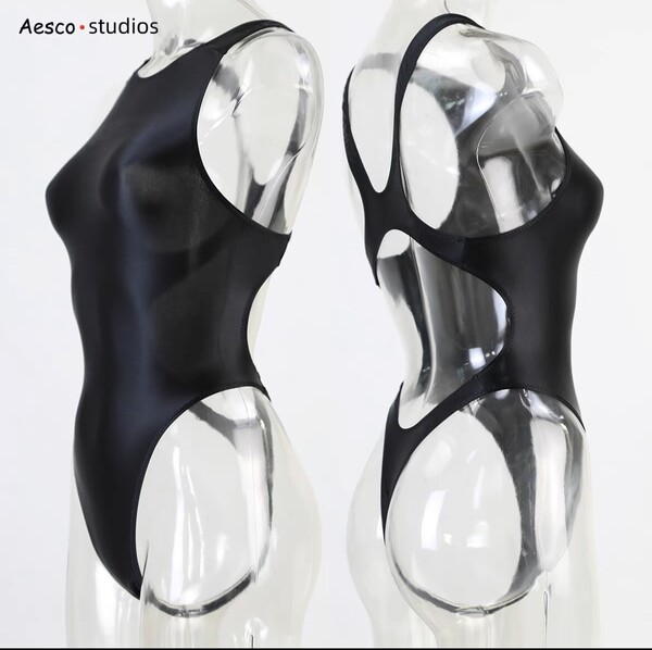 AESCO 純正品 競泳水着 Tバッグ エロカワ 光沢 スベスベ エロカワ ブラック