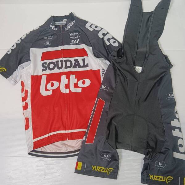 LOTTO SOUDAL ロットスーダル サイクルジャージ 上下セット サイクルウェア ロードバイク 自転車 スポーツ トップス ビブショーツ