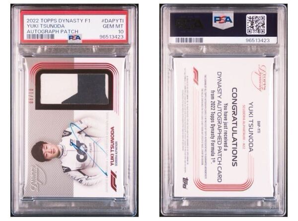 2022 Topps Dynasty F1 Yuki Tsunoda 角田裕毅 PSA10 8/10 ビザ・キャッシュアップRB F1チーム 直筆 サイン ロゴパッチ