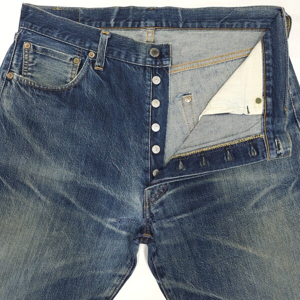 USAバレンシア製Levi'sリーバイス501XXヴィンテージ復刻ビッグEデニムパンツ赤耳セルビッジ501-0003ジーンズBigEヒゲハチノス90sエイジング