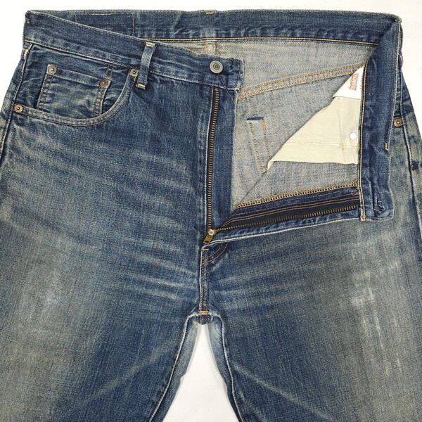 Levi'sリーバイス502XXデニムパンツ日本製ヴィンテージ復刻セルビッジ赤耳ビッグEジーンズBigEヒゲ ハチノス502-XXフェード エイジング