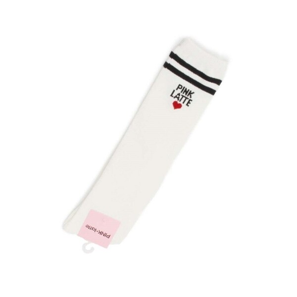 新品 PINK-latte ダブルラインロゴハイソックス オフホワイト 22~24cm 定価660円