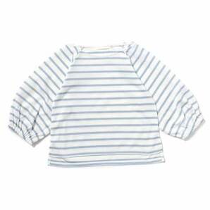 ラスト 新品 THE SHOP TK 七分袖ボリュームスリーブプルオーバーホワイト系(500)ライトブルー 13(130cm) 定価1650円