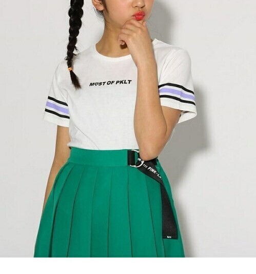 新品 PINK-latte レインボー袖 Tシャツ オフホワイト(003) 14(XXS140cm) 定価1098円