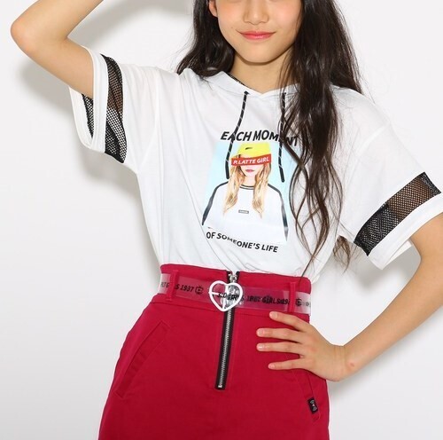 新品 PINK-latteフード付転写 トップス オフホワイト(003) 16(S160cm) 定価3850円