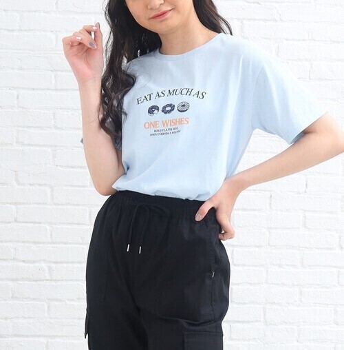 新品 PINK-latte スイーツグラフィックTシャツ サックス(090) 16(160cm) 定価1089円